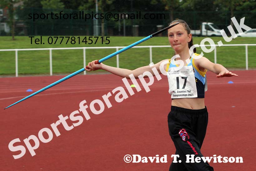 Women and Girls javelin, 2021 North Eastern Track and Field Champs., Middesbrough. Photo: David T. Hewitson/Sports for All Pics